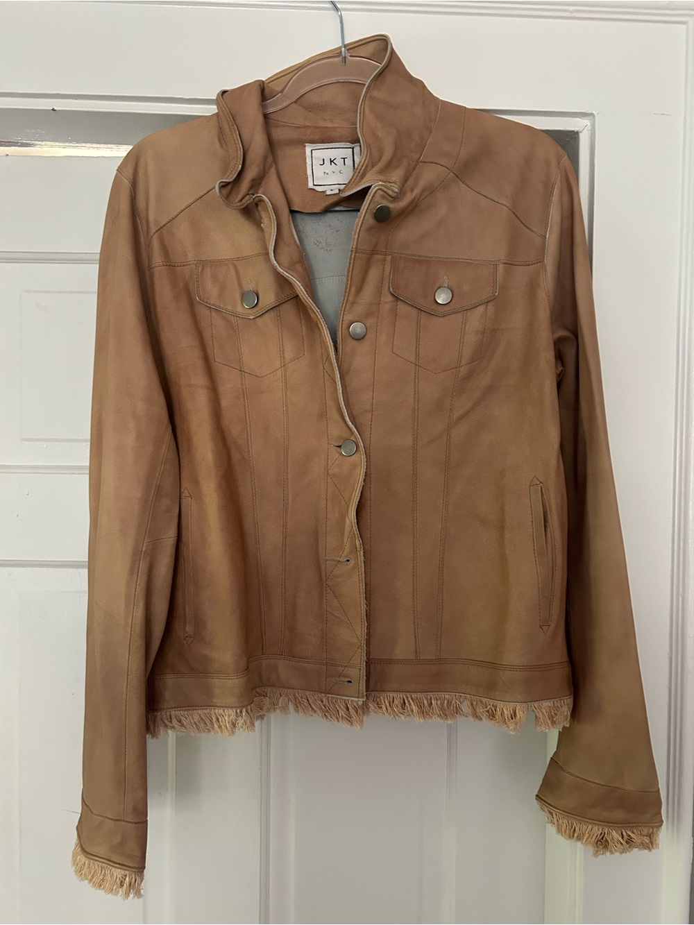 JKT Tan Fringe Leather Jacket - Women